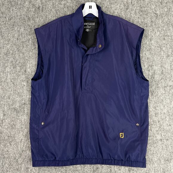FootJoy Windbreaker Mens Large Blue DryJoys Golf Vest Stretch Waist‎ Sleeves - Picture 1 of 11